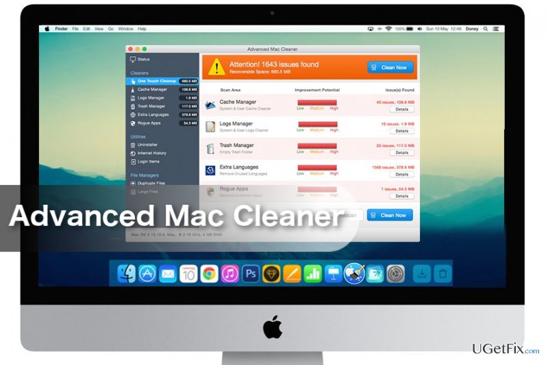 why am i getting advanced mac cleaner pop up on my imac